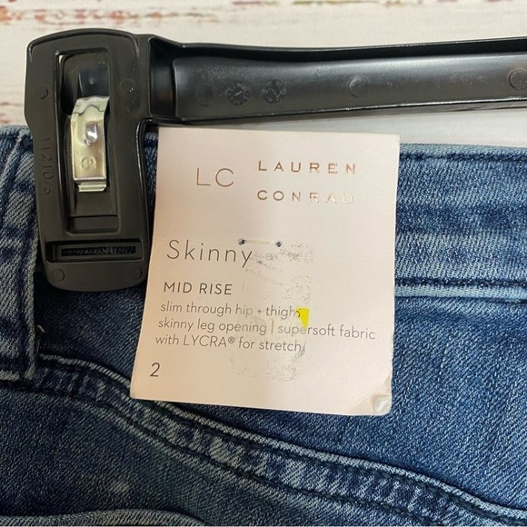 LC Lauren Conrad Size 2 polka Dot mid rise slim skinny jeans NWT - Picture 6 of 6